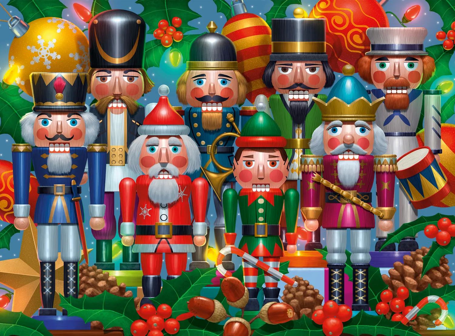 Buffalo Games Silver Select Nutcrackers for Christmas puslespil 1000 brikker