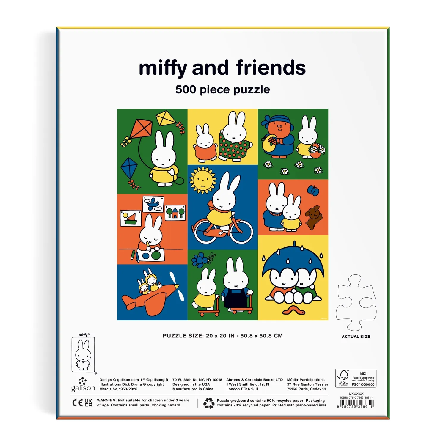 Galison Miffy and Friends puslespil 500 brikker kvadratisk