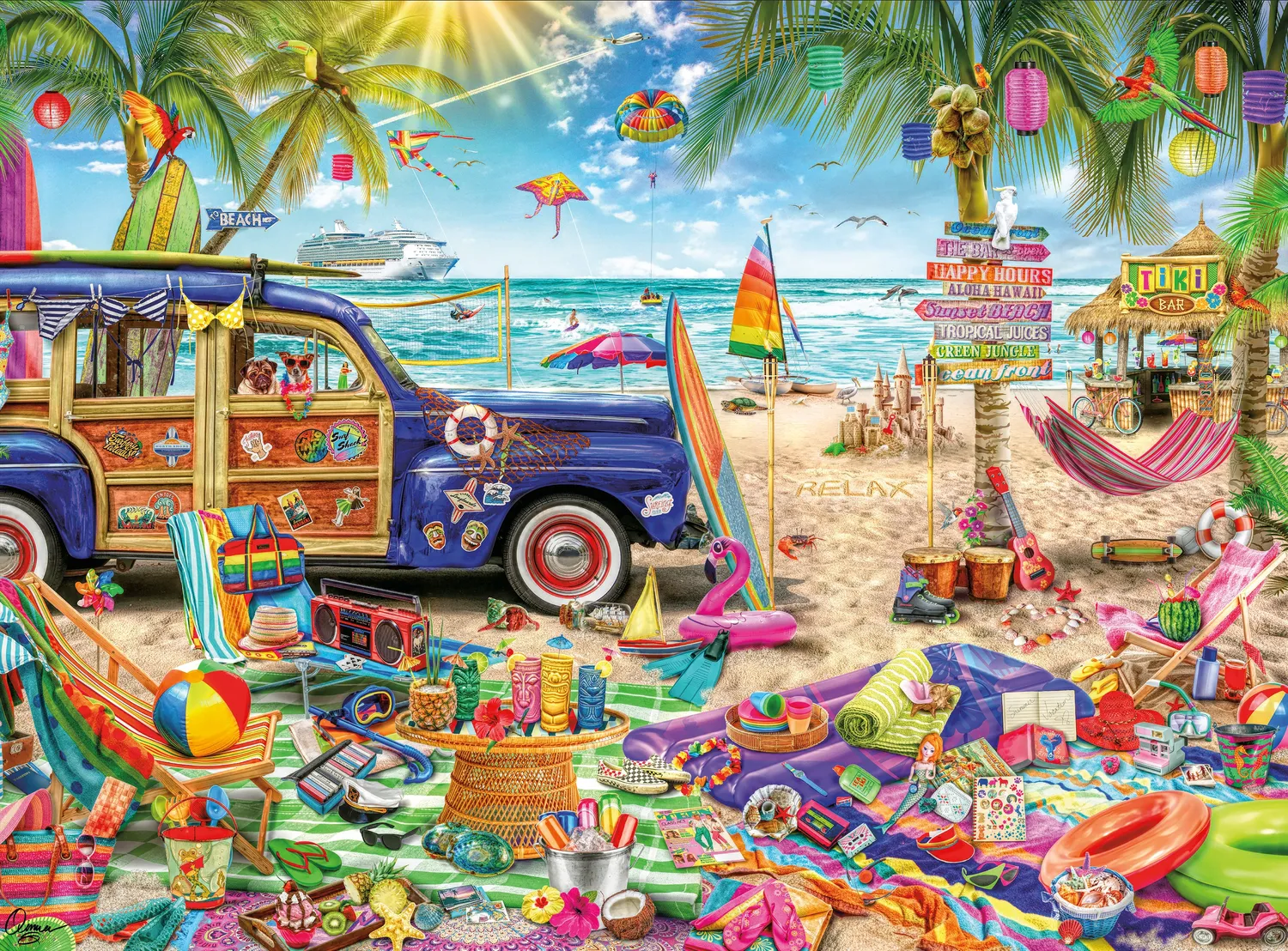 Buffalo Games Silver Select Beach Vacation puslespil 1000 retro