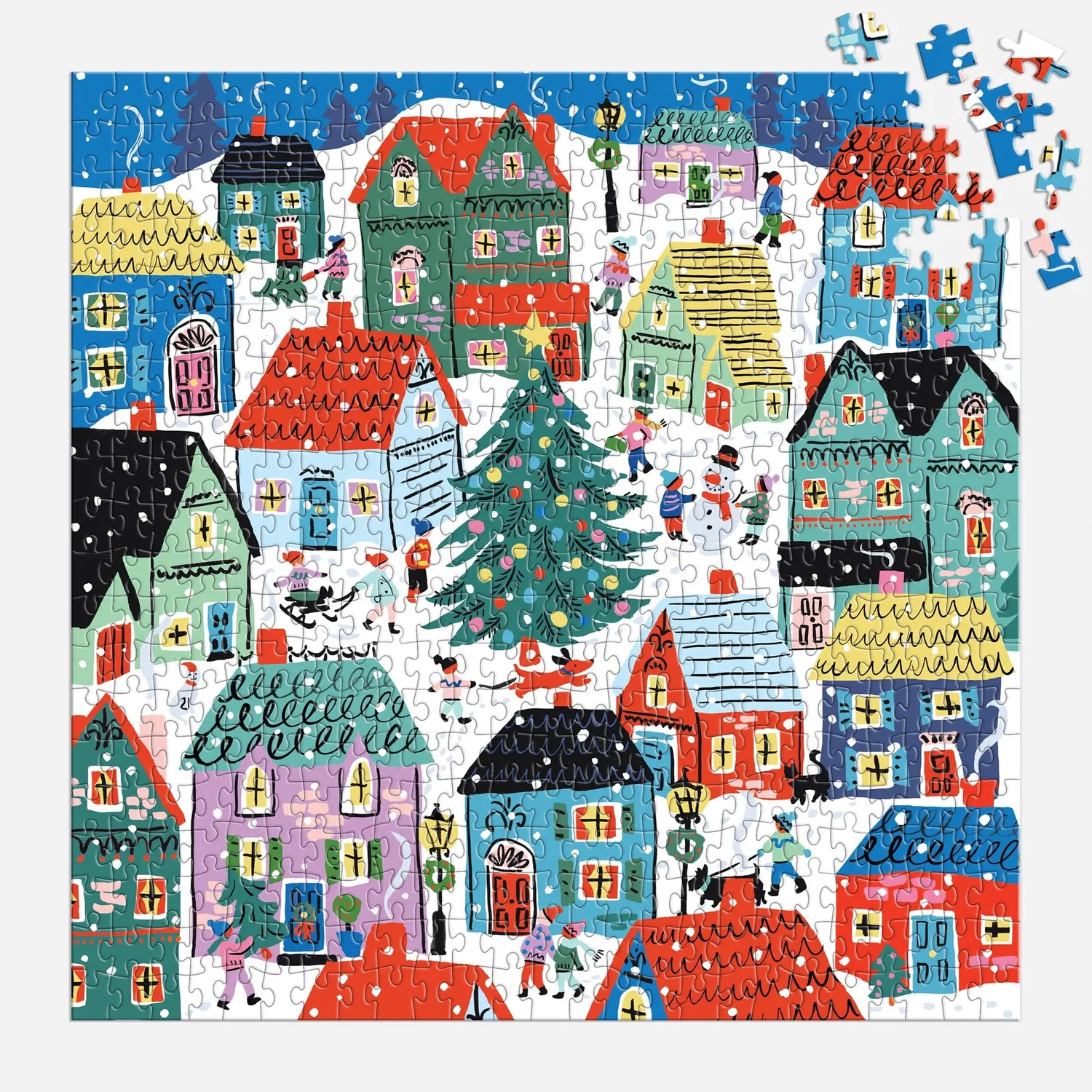 Galison Christmas in the Village puslespil 500 brikker juleby