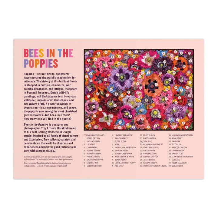 Good Puzzle Co Bees in the Poppies puslespil 1000 brikker