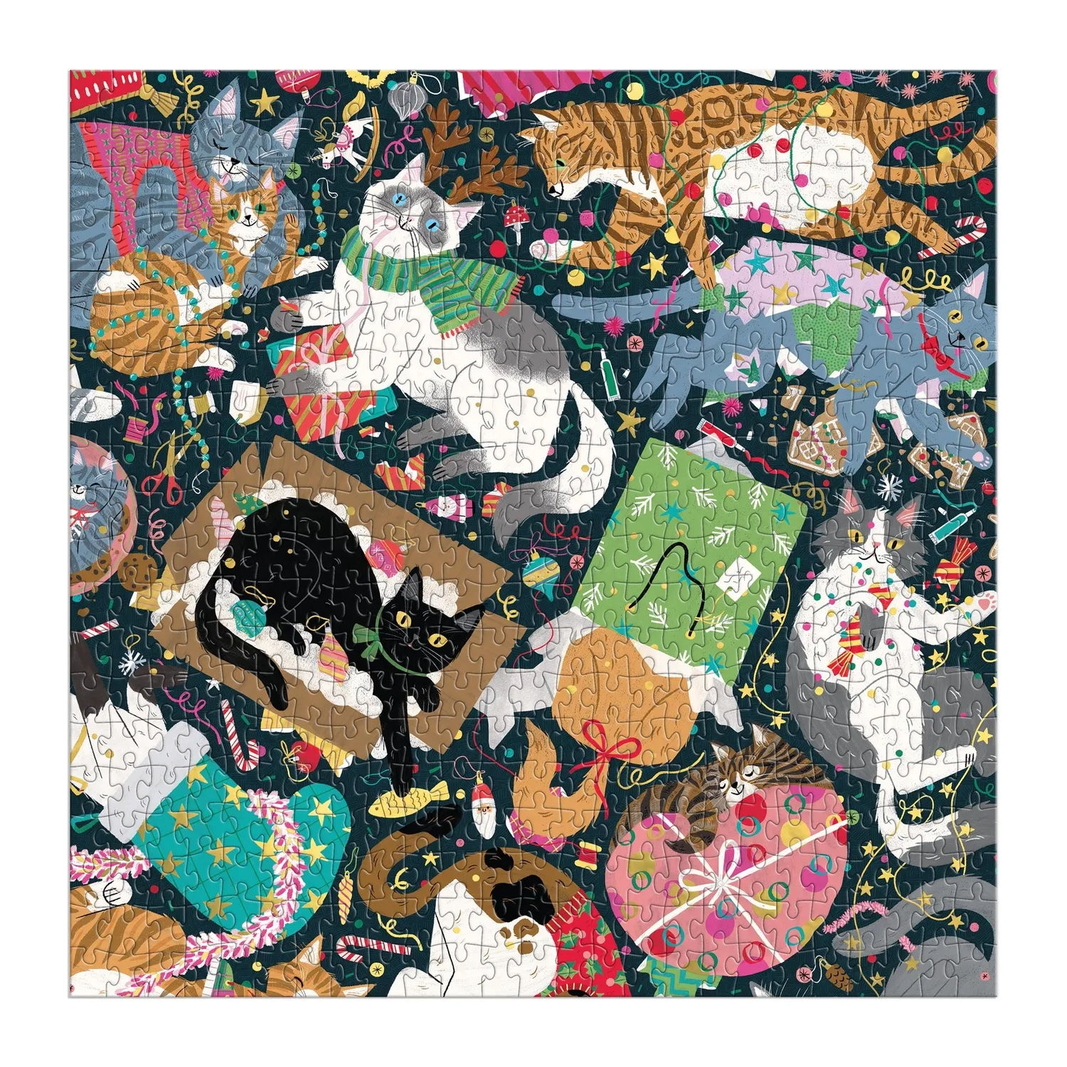 Good Puzzle Co. Catmas Chaos 500 brikker puslespil katte folie