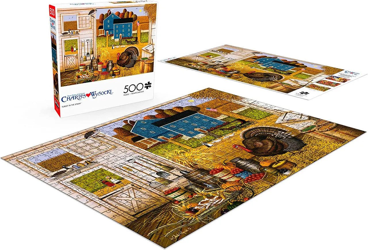 Buffalo Games Americana Turkey in the Straw puslespil 500 brikker kalkun