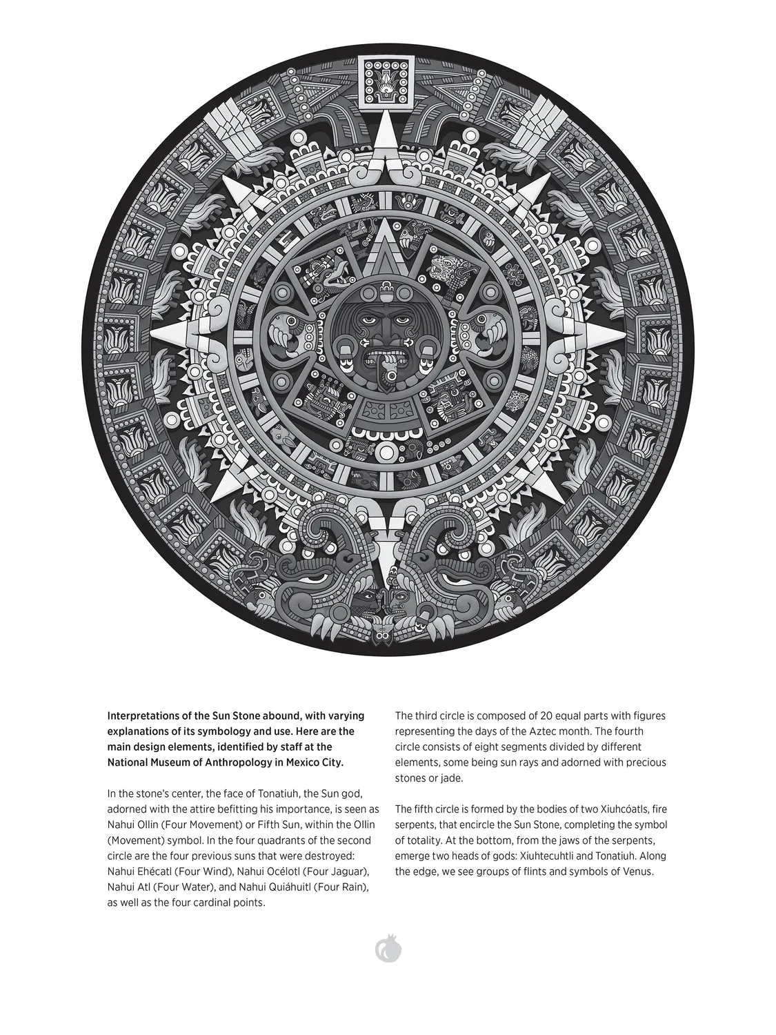 Pomegranate Angulo Aztec Sun Stone puslespil 1000 brikker rundt