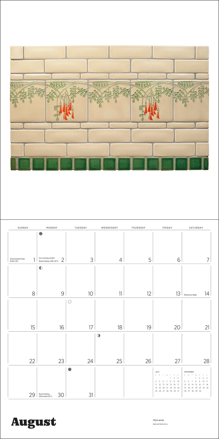 Pomegranate Arts Crafts Tiles Motawi vægkalender 2027 kakler