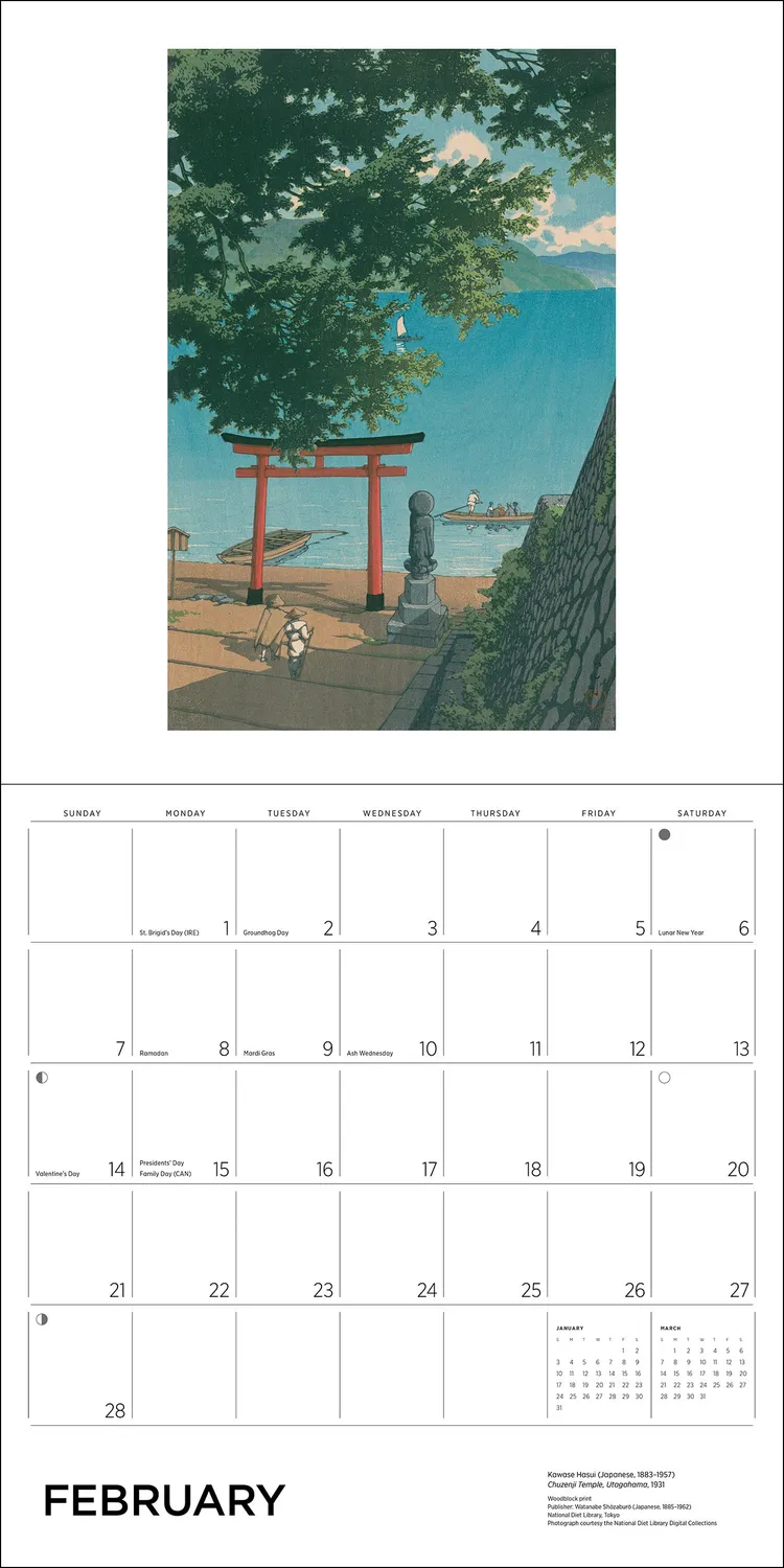 Pomegranate Kawase Hasui 2027 vægkalender landskab