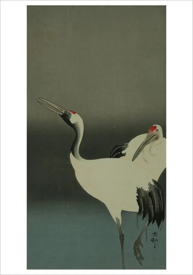 Pomegranate Ohara Koson Two Cranes kort traner