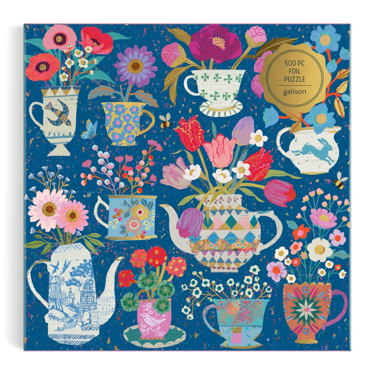 Galison Victoria Ball Potted Teacups puslespil 500 brikker folie