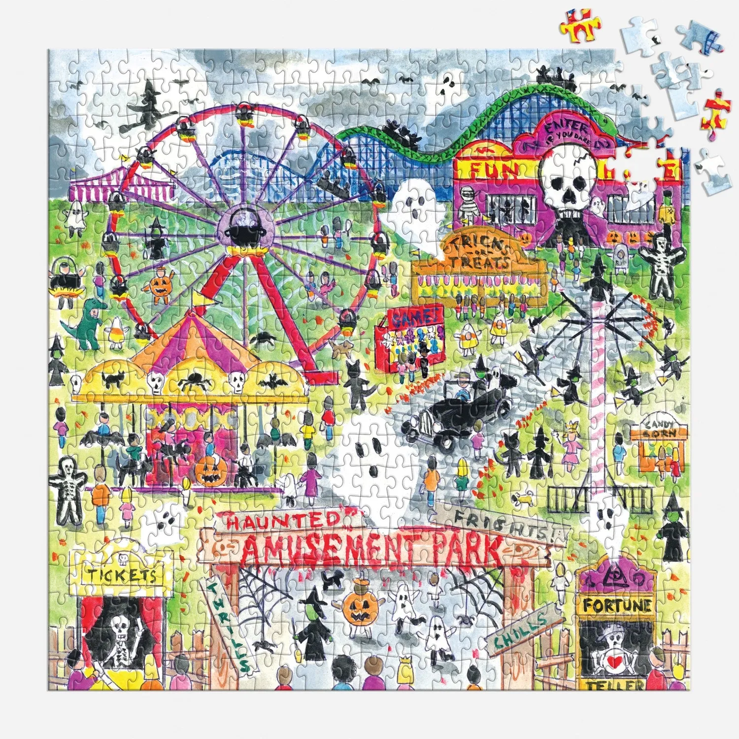 Good Puzzle Co. Michael Storrings Haunted Amusement Park puslespil 500 brikker halloween