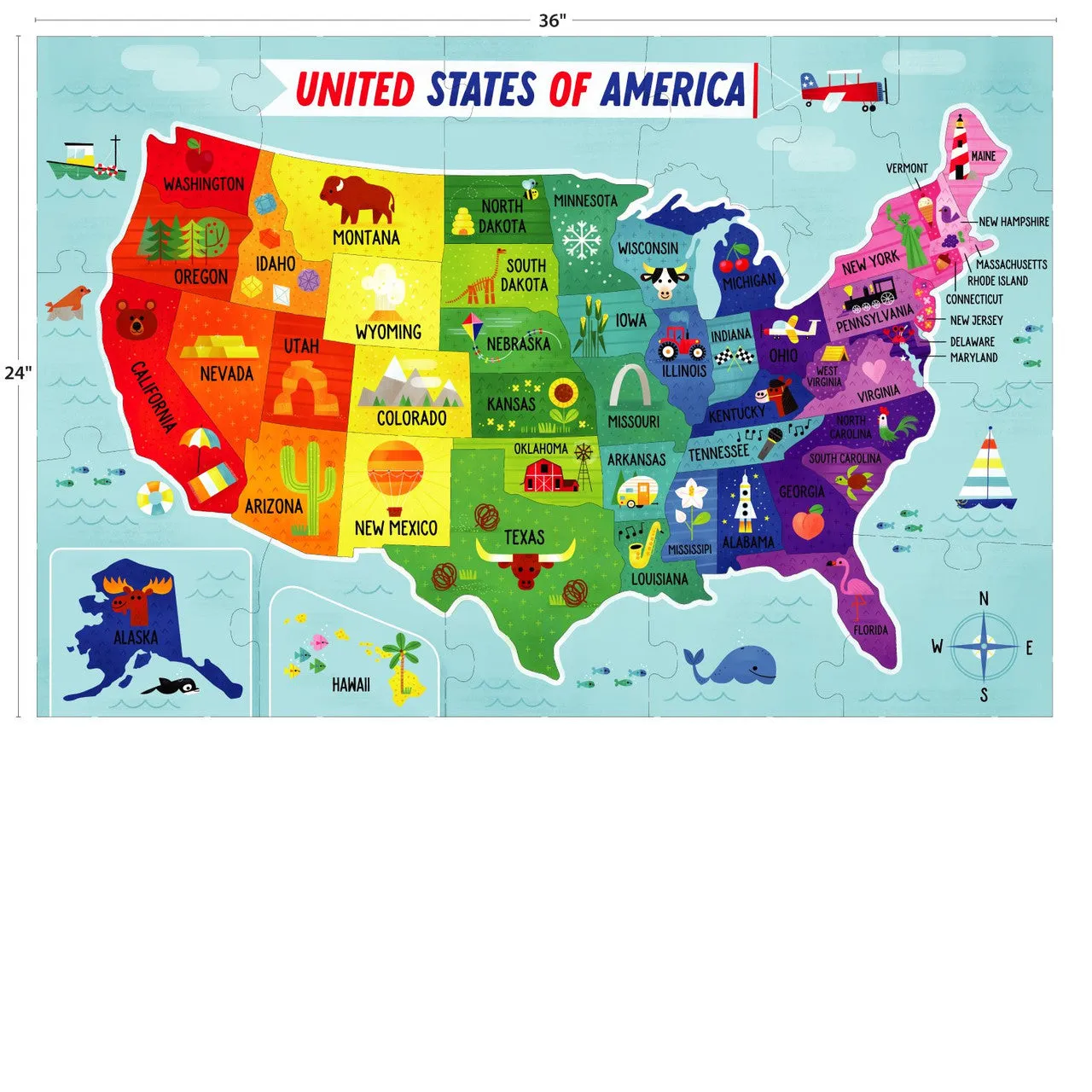 Little Buffalo Map of the USA børnepuslespil USA-kort gulv