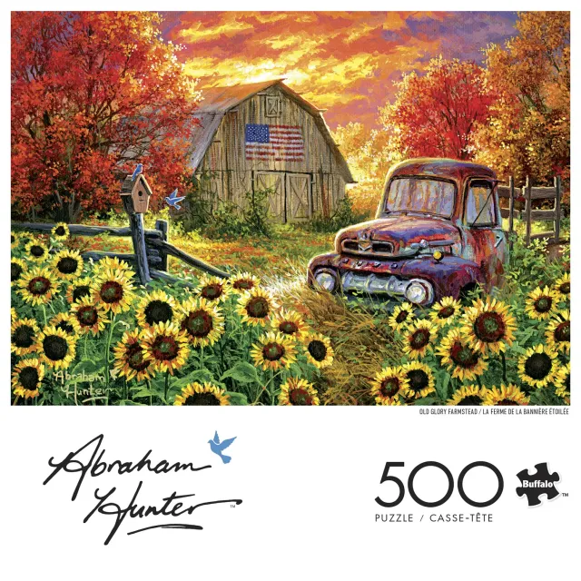 Buffalo Games Abraham Hunter Old Glory Farmstead puslespil 500 brikker gård