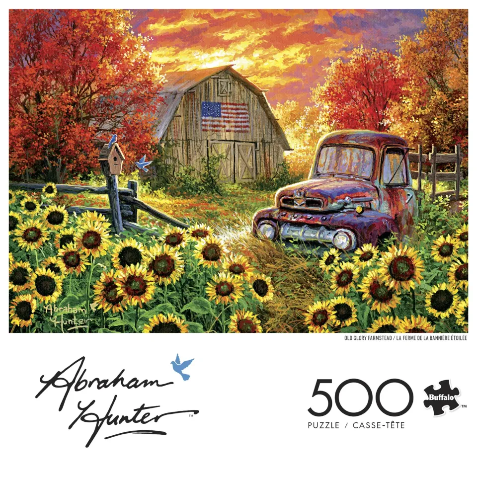 Buffalo Games Abraham Hunter Old Glory Farmstead puslespil 500 brikker gård