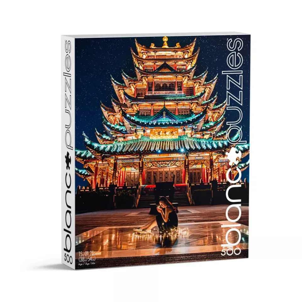 blanc Chongqing Temple at Night puslespil 500 brikker nat