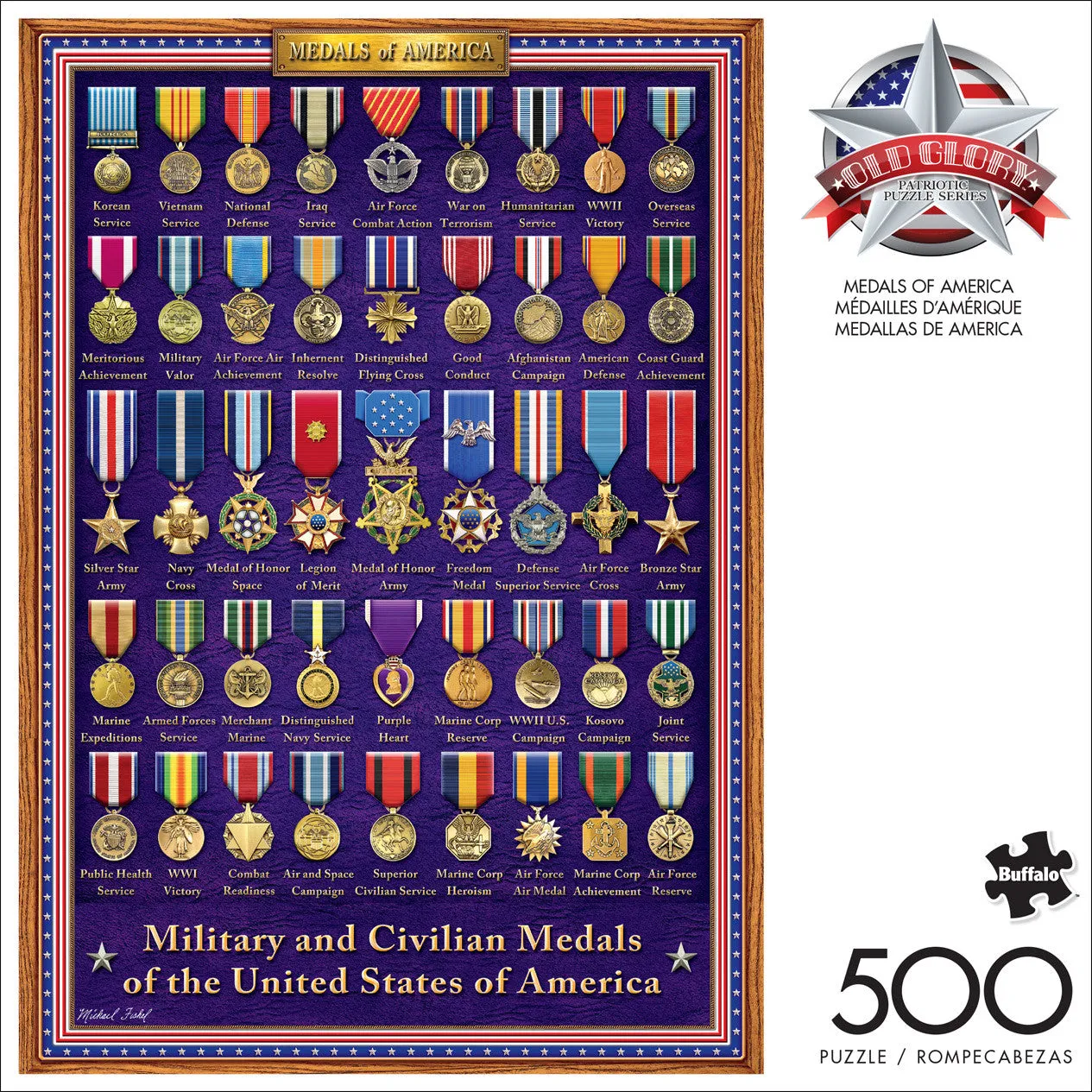 Buffalo Games Old Glory Medals of America puslespil 500 brikker