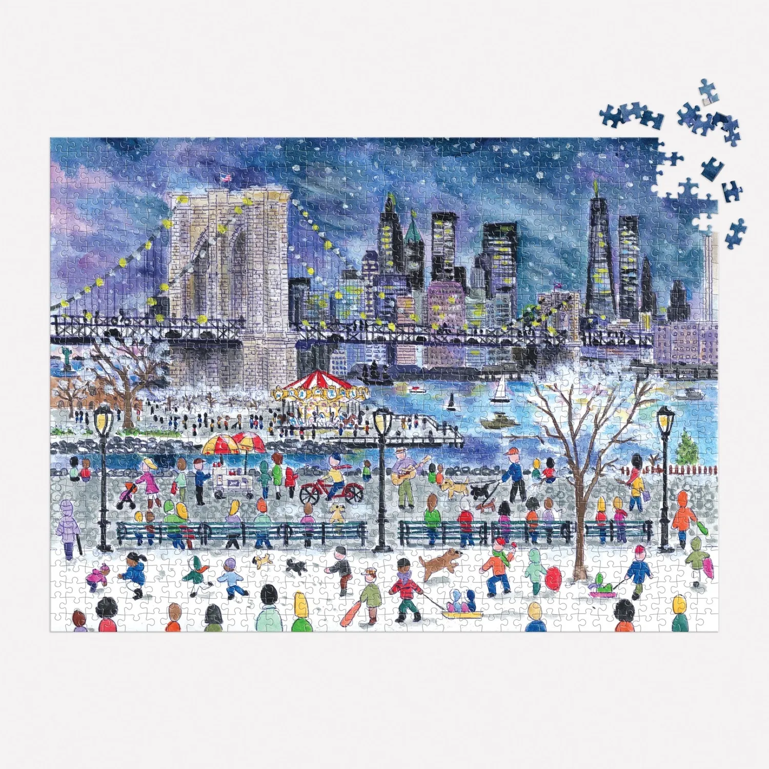 Good Puzzle Co. Michael Storrings Snowfall Over New York City puslespil 1000 brikker sne