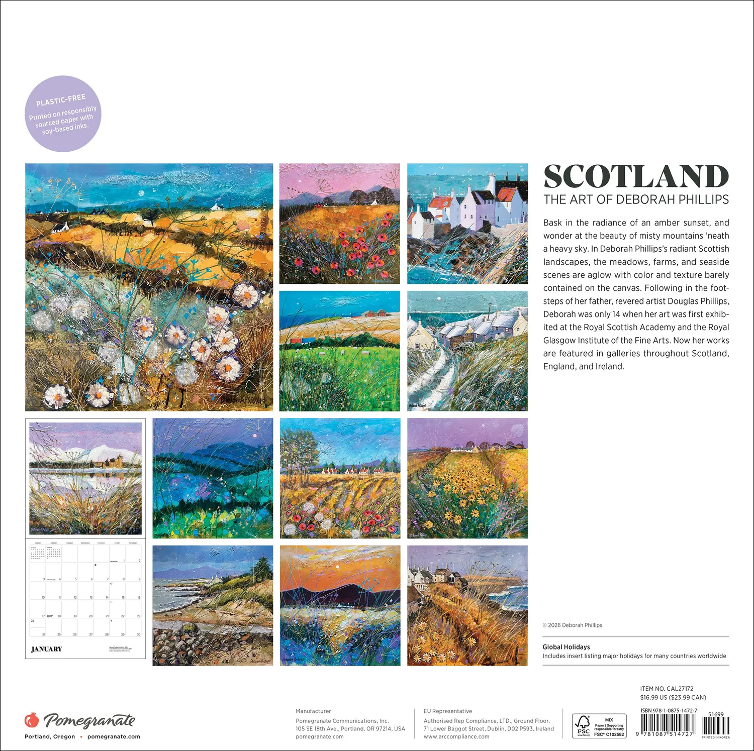 Pomegranate Deborah Phillips Scotland 2027 vægkalender