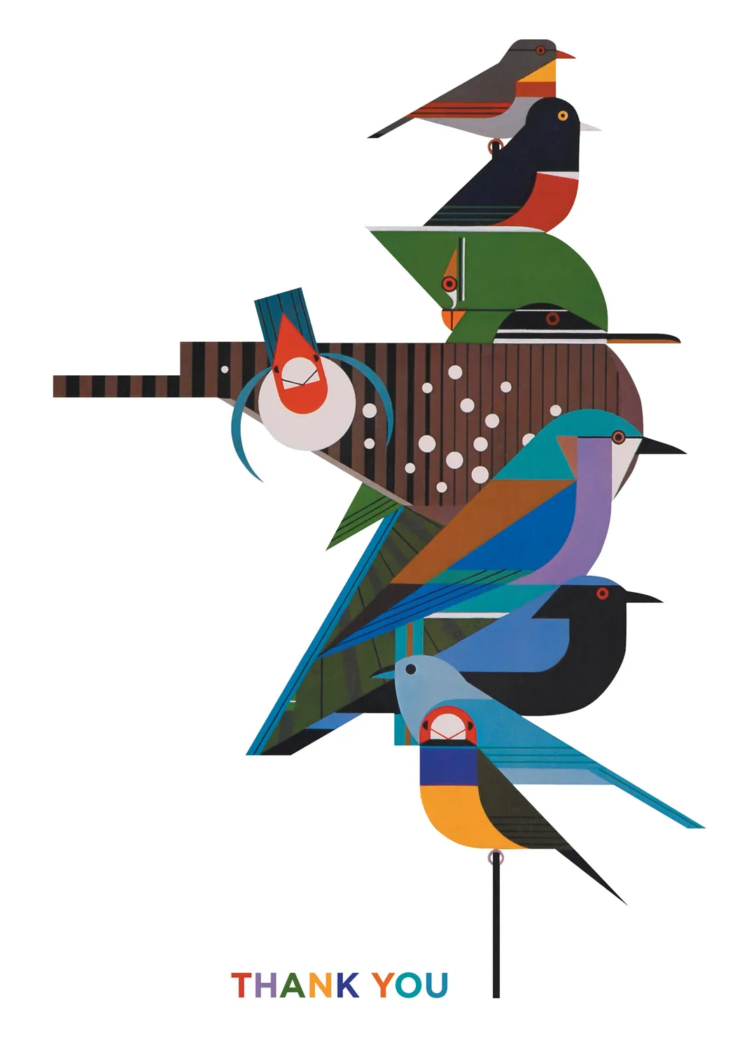 Charley Harper Rainforest Birds takkekort æske fugle