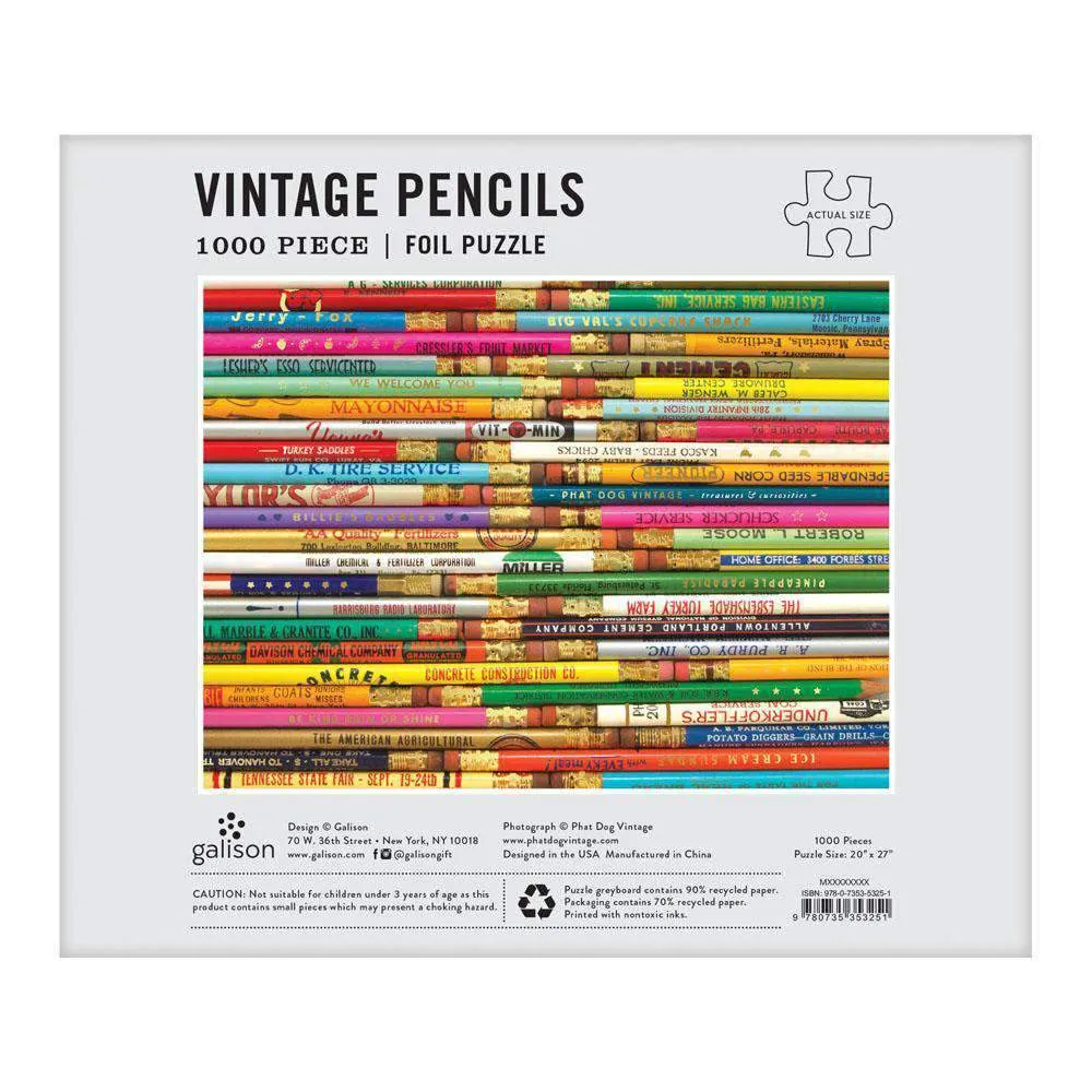 Galison Phat Dog Vintage Pencils 1000 puslespil folie 1000 brikker