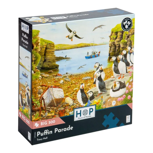 House of Puzzles BIG Puffin Parade puslespil 500 søpapegøjer