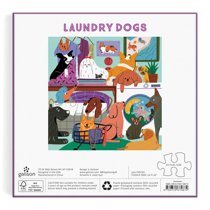 Galison Laundry Dogs puslespil 500 brikker hunde
