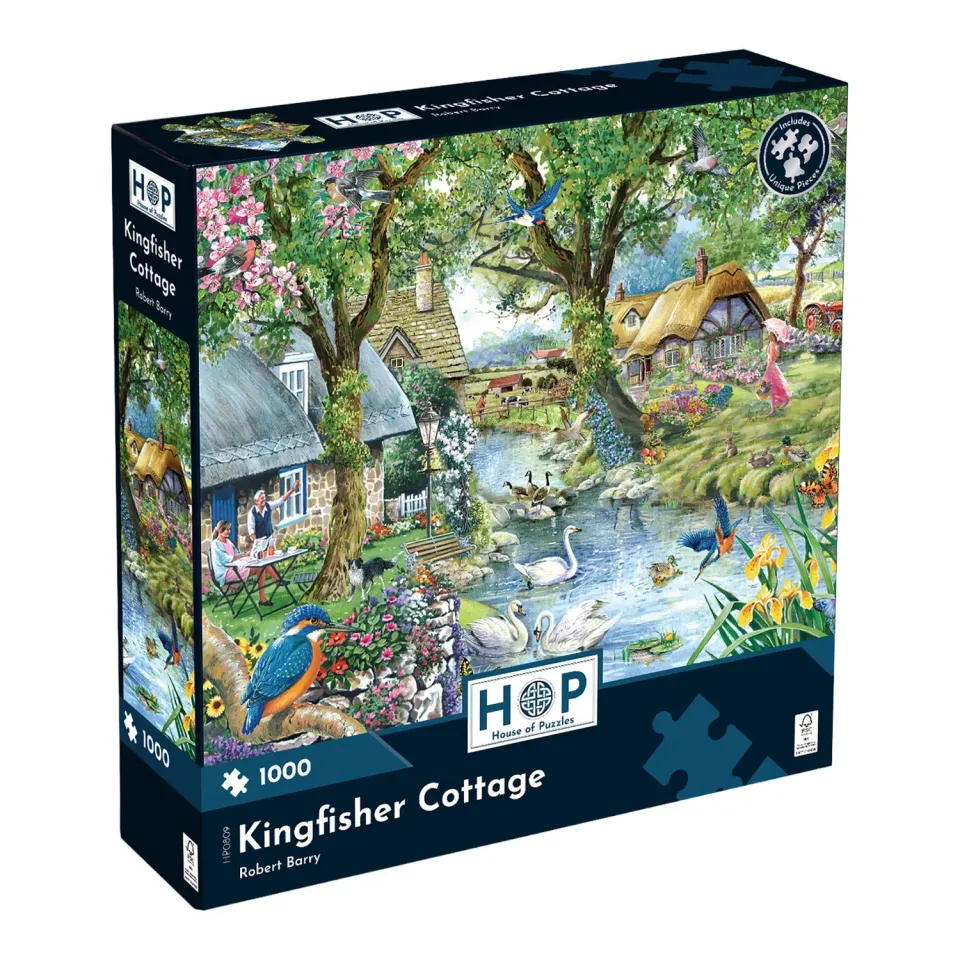House of Puzzle Kingfisher Cottage puslespil 1000 brikker sommerhus