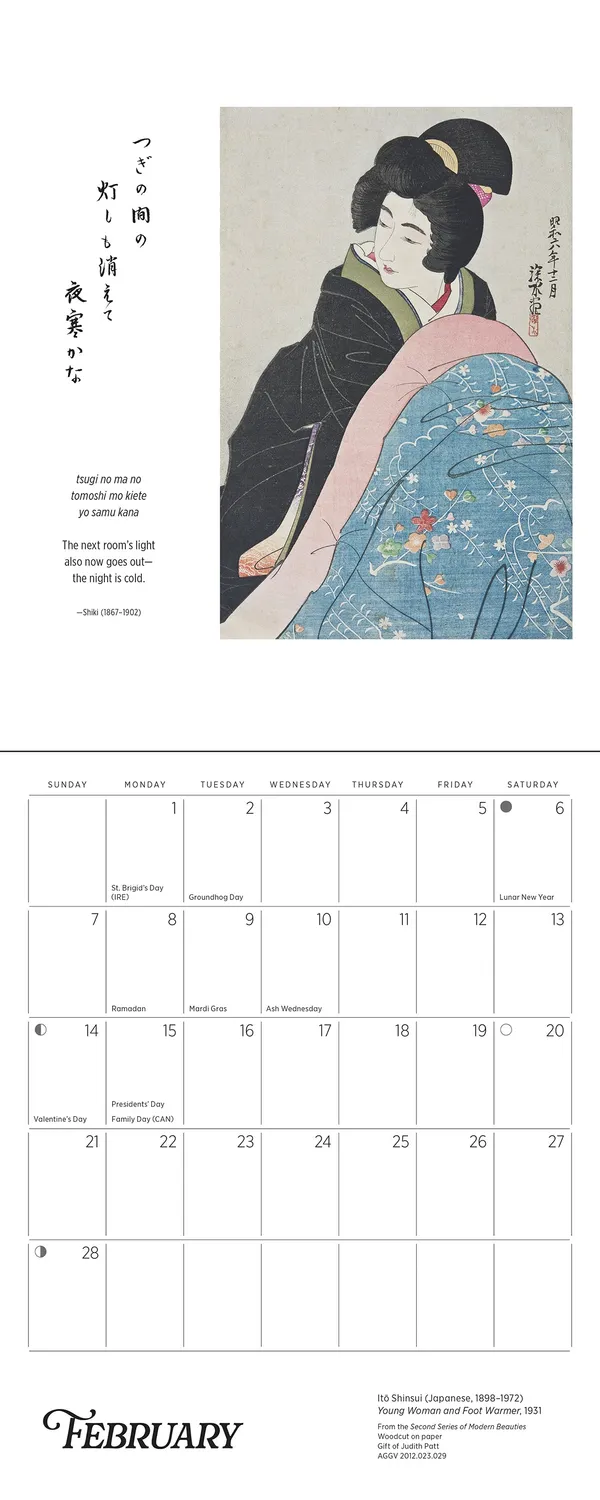 Pomegranate Haiku minivægkalender 2027 japansk træsnit