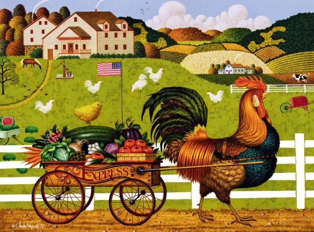 Buffalo Games Wysocki Rooster Express puslespil 1000 brikker gård