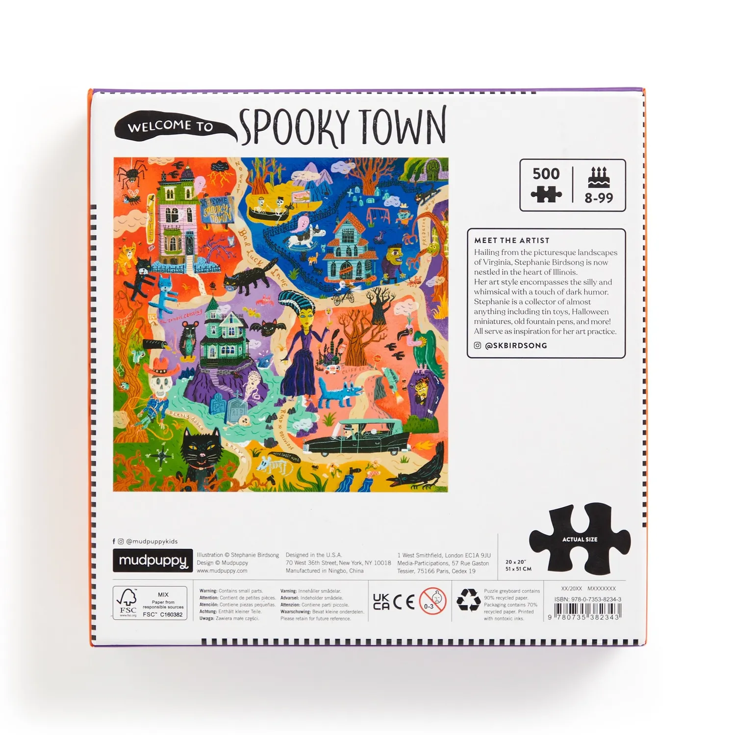 Galison Welcome to Spooky Town puslespil 500 brikker halloween