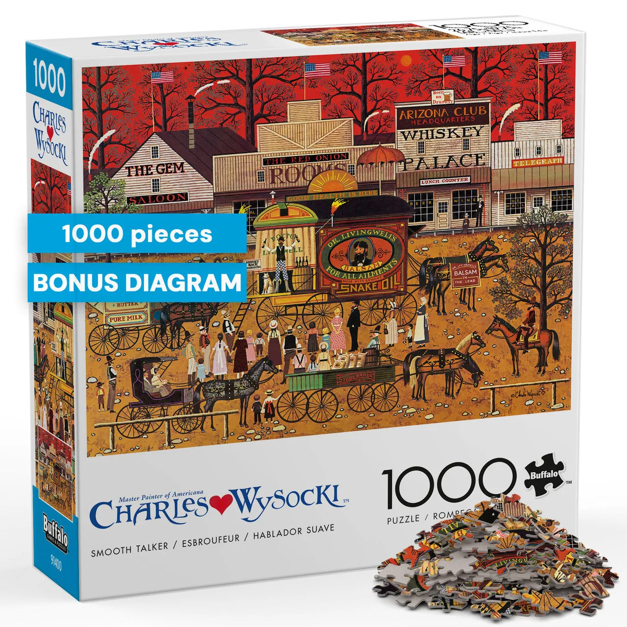 Buffalo Games Charles Wysocki Smooth Talker puslespil 1000 brikker western