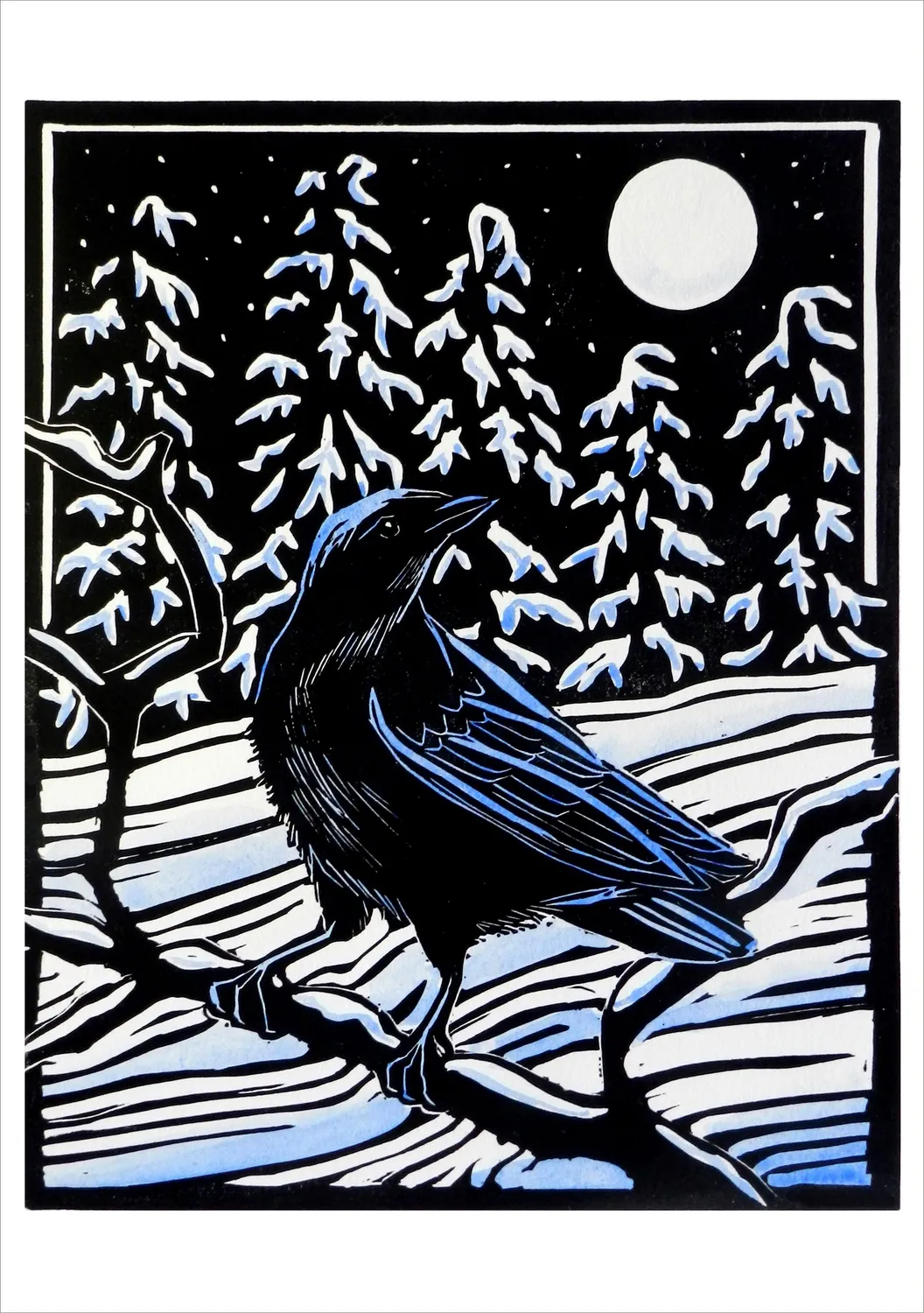 Pomegranate Molly Hashimoto Crow and Moon julekort krage