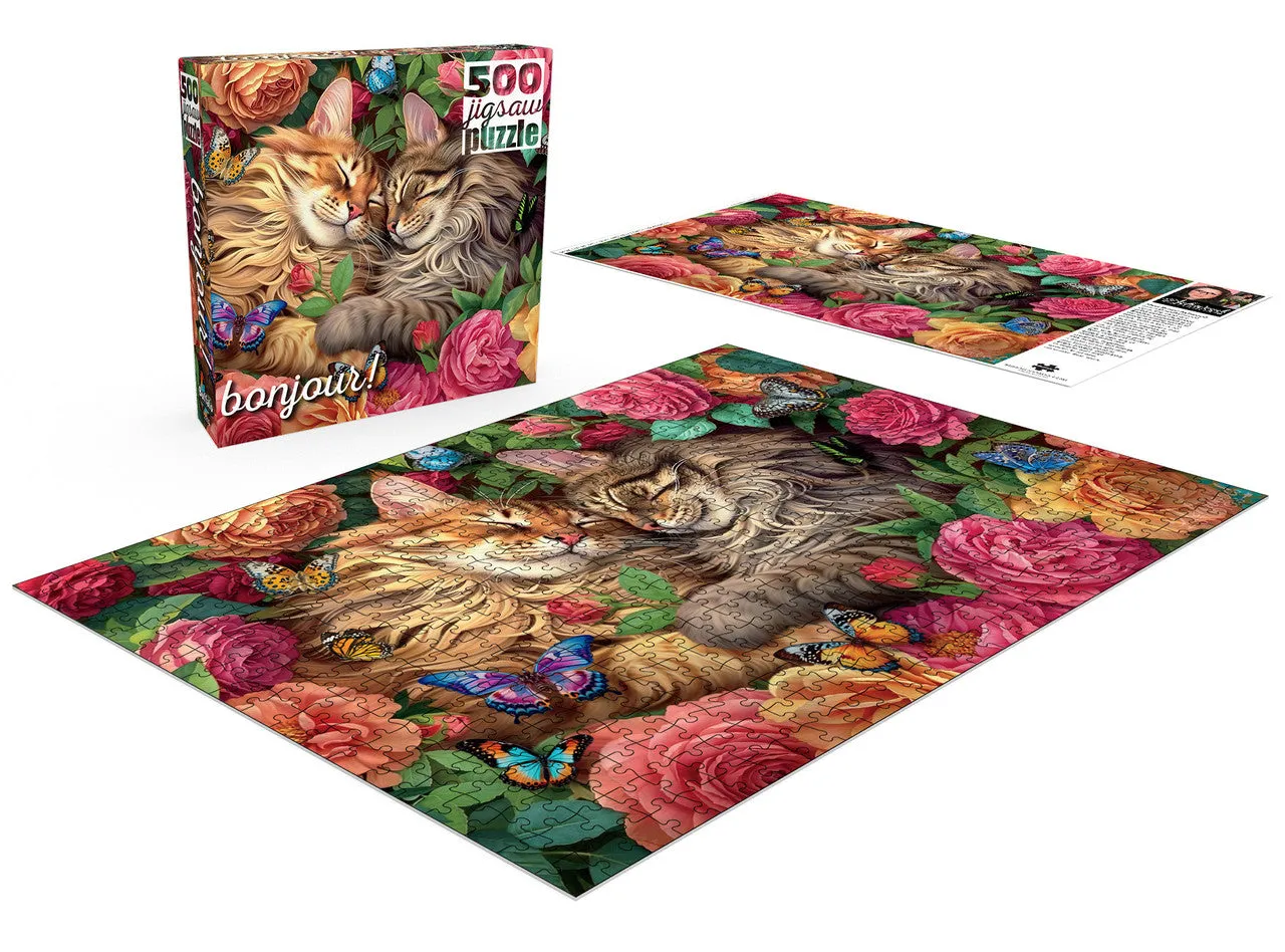 Buffalo Games Bonjour Cats in Love puslespil 500 brikker
