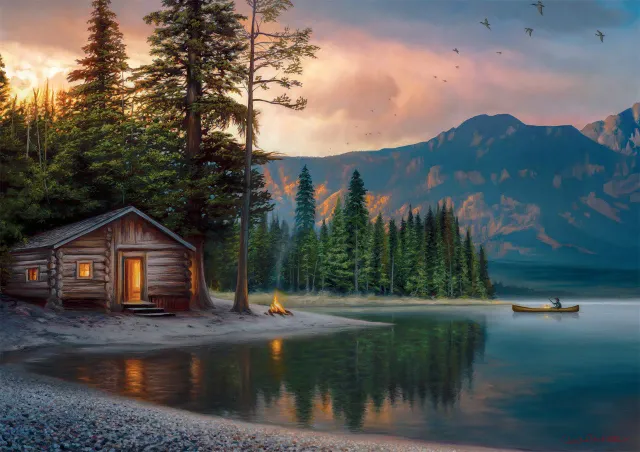 Buffalo Games Chuck Black Lakeside Heaven puslespil 500 brikker hytte