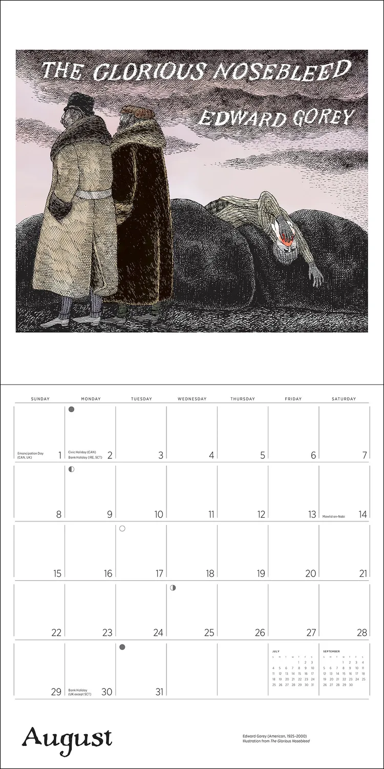 Pomegranate Edward Gorey 2027 vægkalender humor
