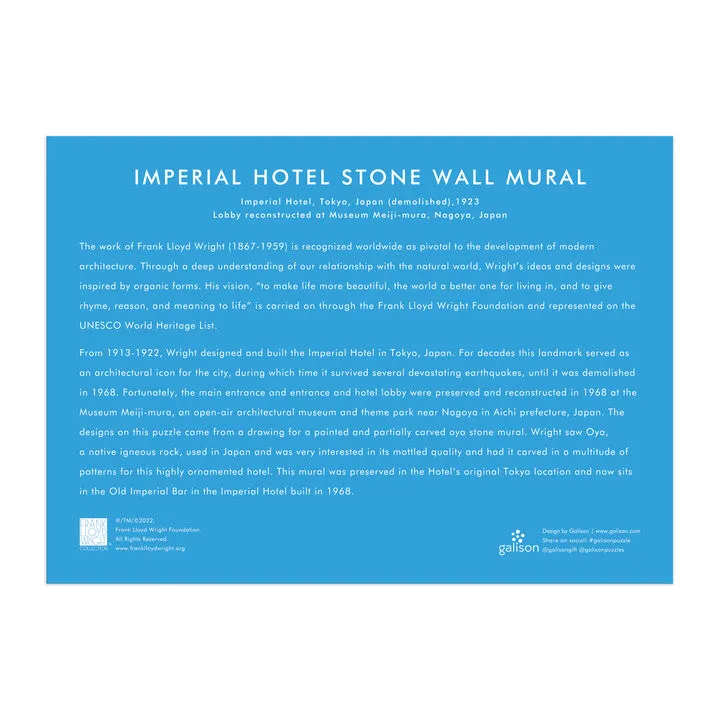 Galison Imperial Hotel træpuslespil 250 brikker stenmur