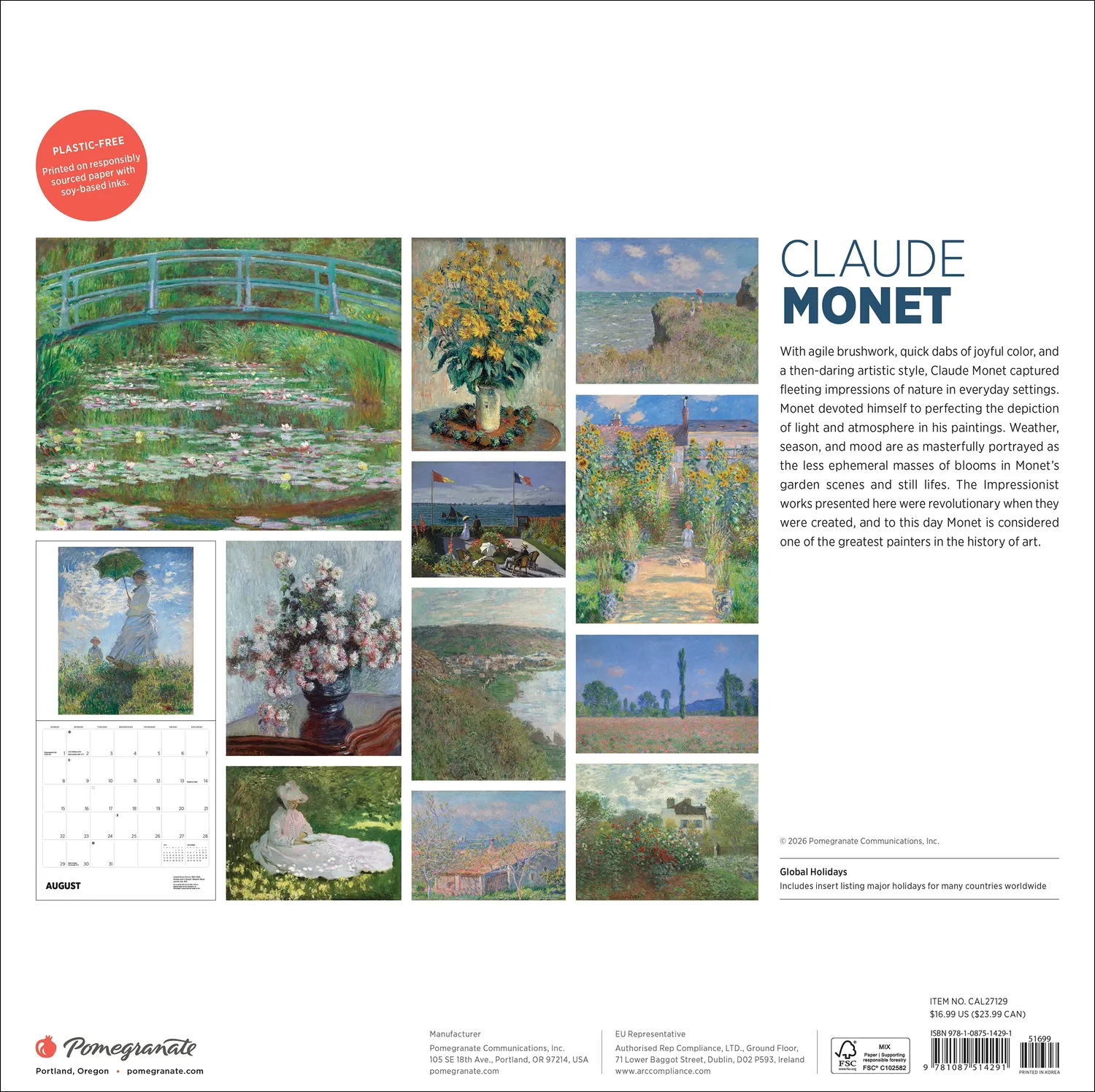 Pomegranate Claude Monet 2027 vægkalender impressionisme