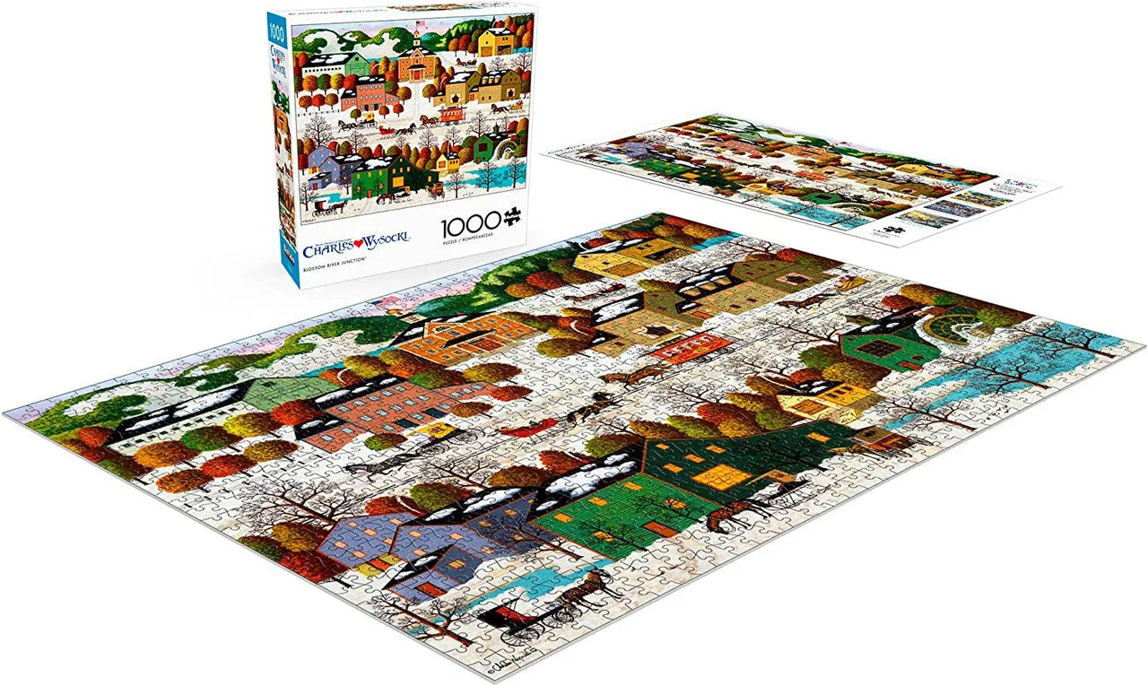 Buffalo Games Wysocki Blossom River Junction puslespil 1000 brikker sne
