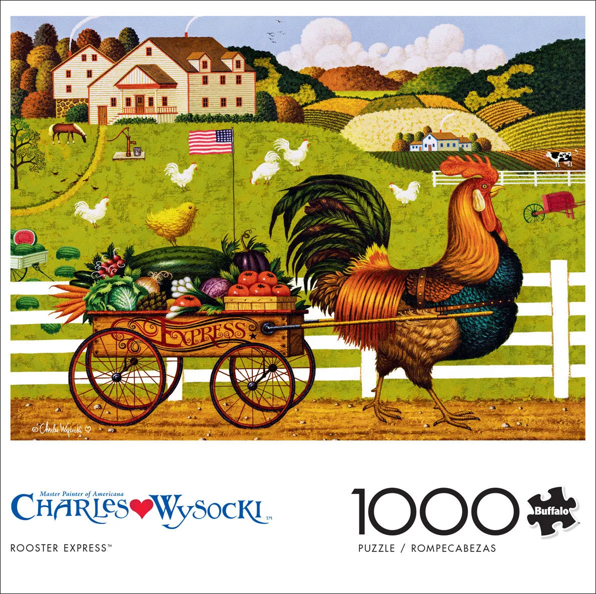 Buffalo Games Wysocki Rooster Express puslespil 1000 brikker gård