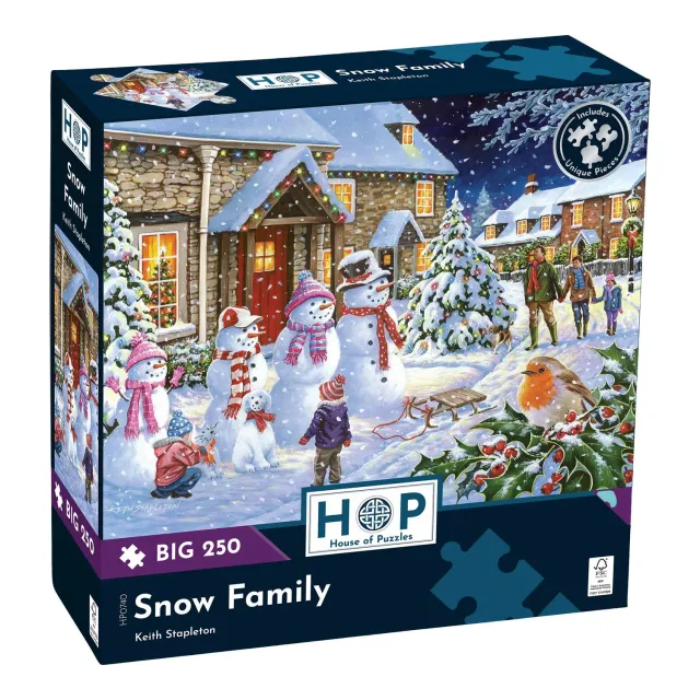 House of Puzzles BIG Snow Family puslespil 250 store brikker jul