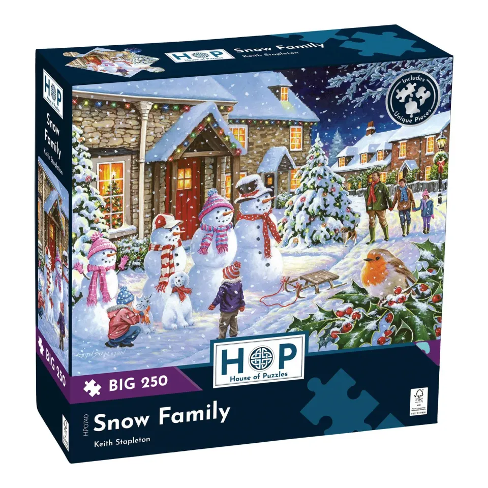 House of Puzzles BIG Snow Family puslespil 250 store brikker jul