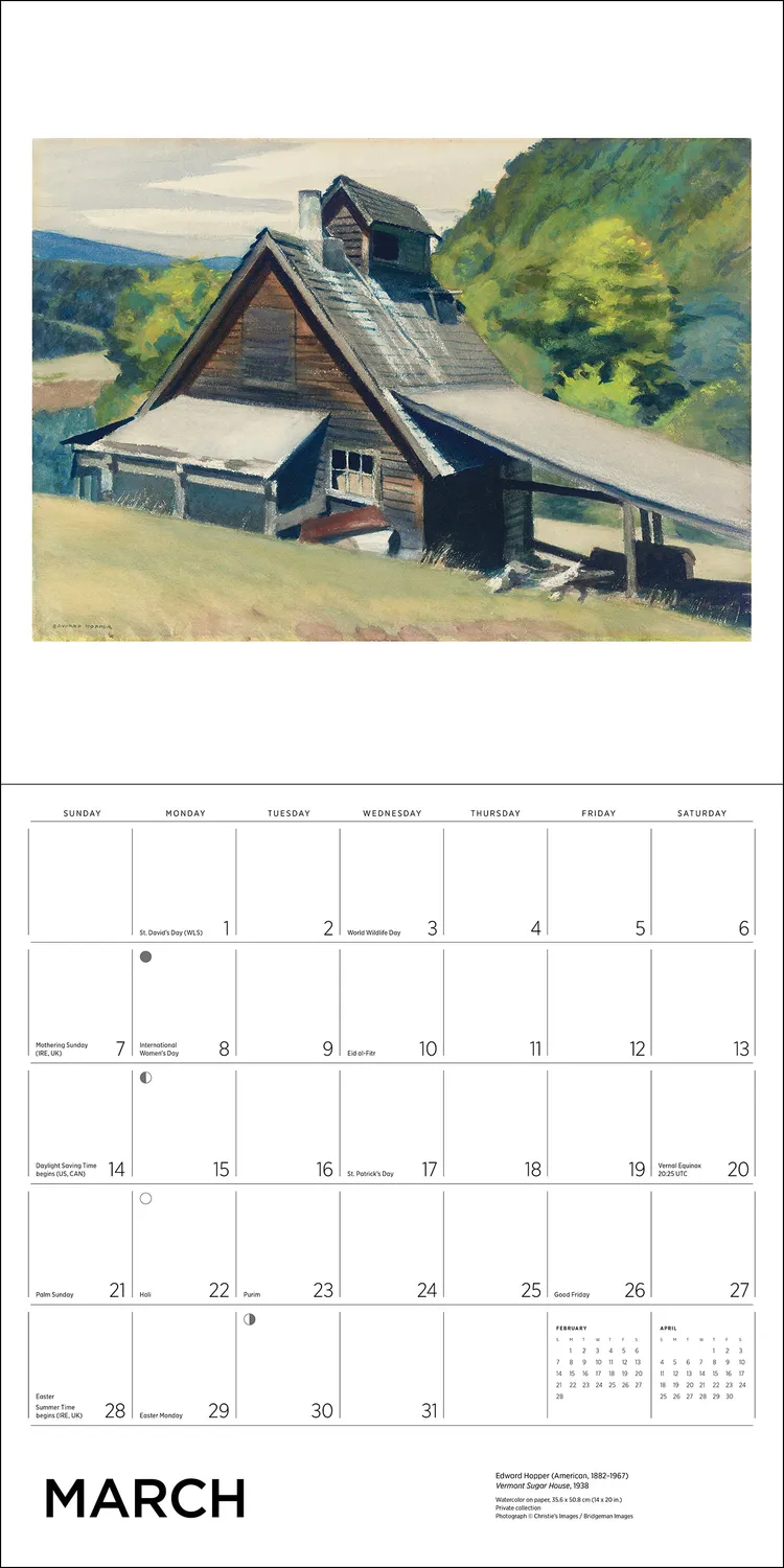 Pomegranate Edward Hopper vægkalender 2027 lys