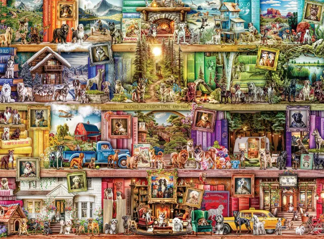 Buffalo Games Aimee Stewart The Library of Dogs puslespil 1000 hunde