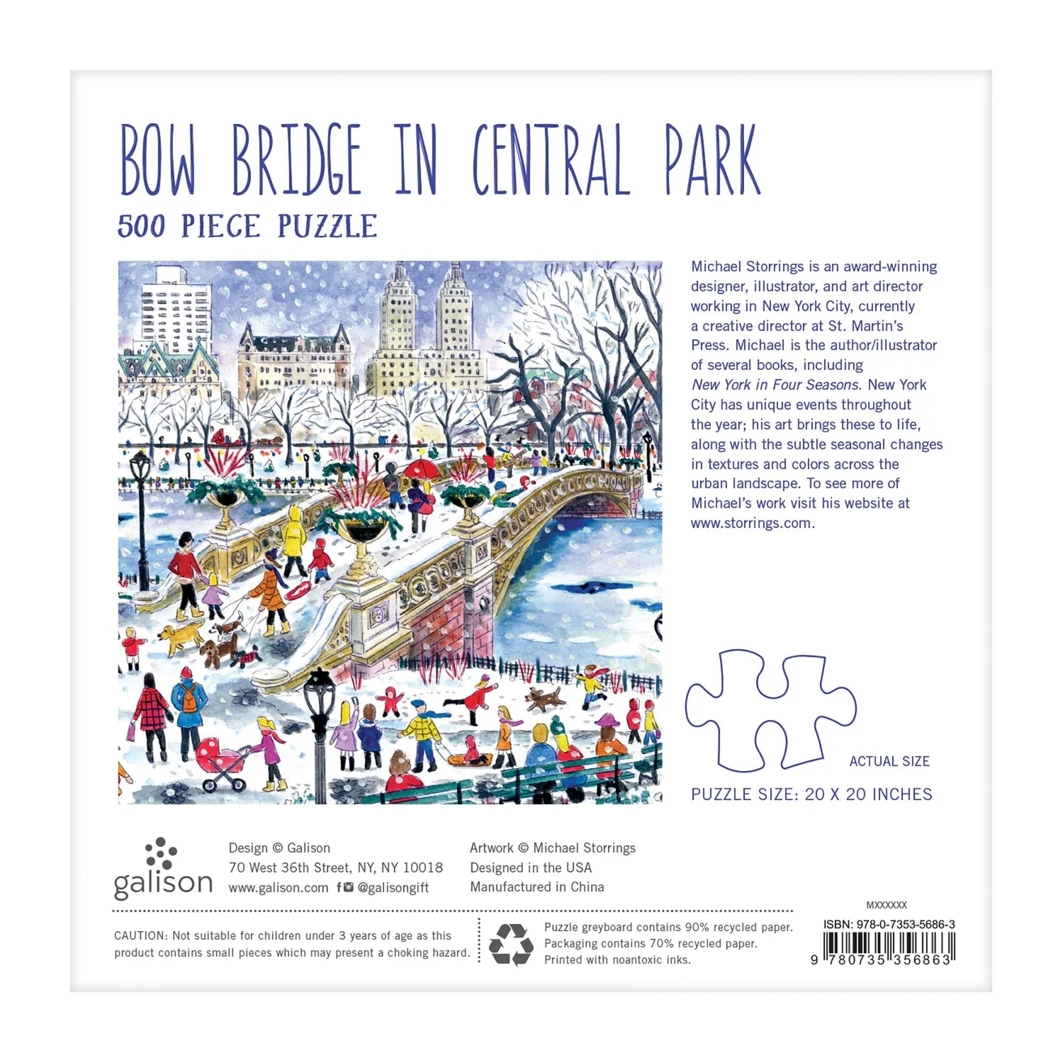 Galison Michael Storrings Bow Bridge puslespil 500 brikker jul