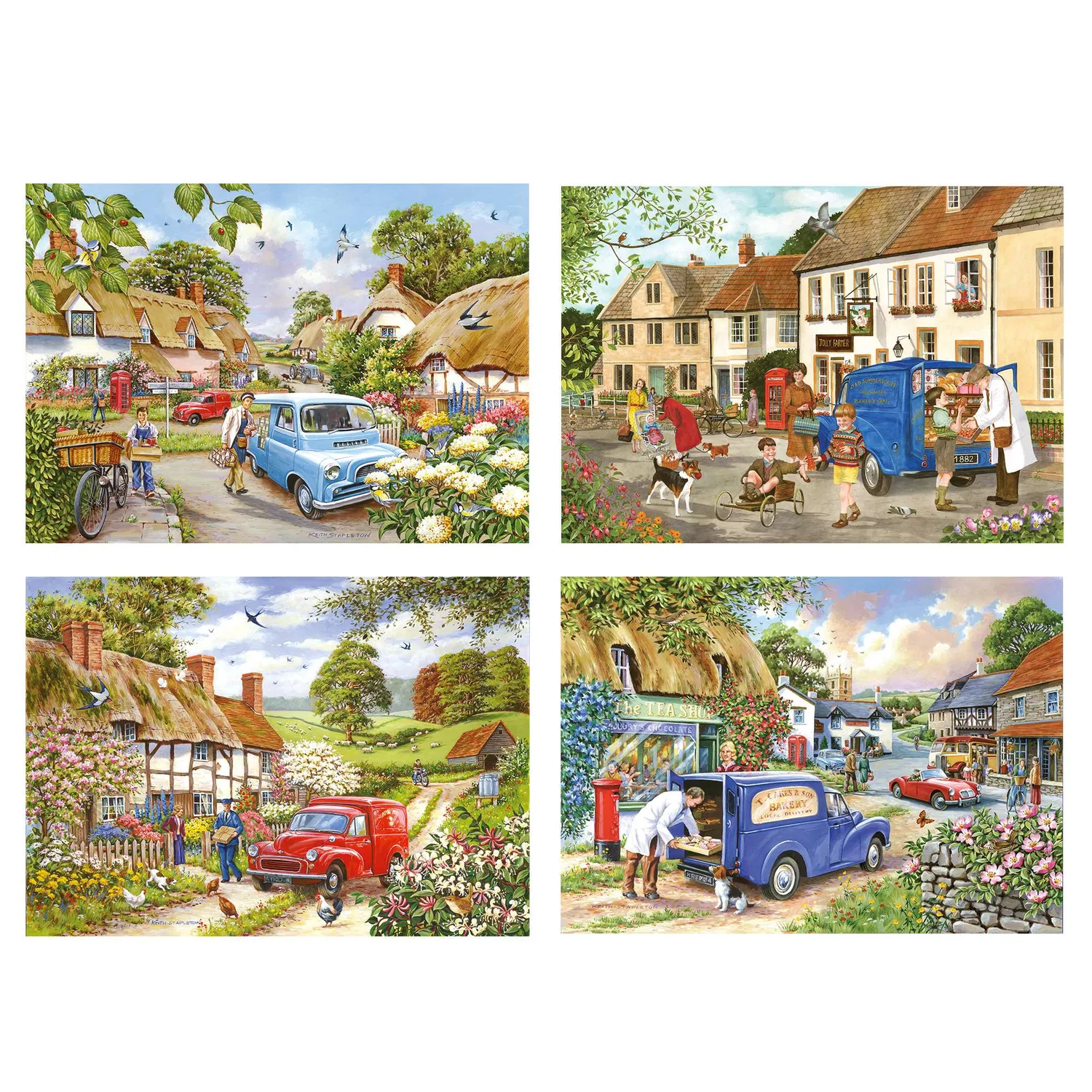 House of Puzzle Village Life puslespil 4 x 500 brikker landsby