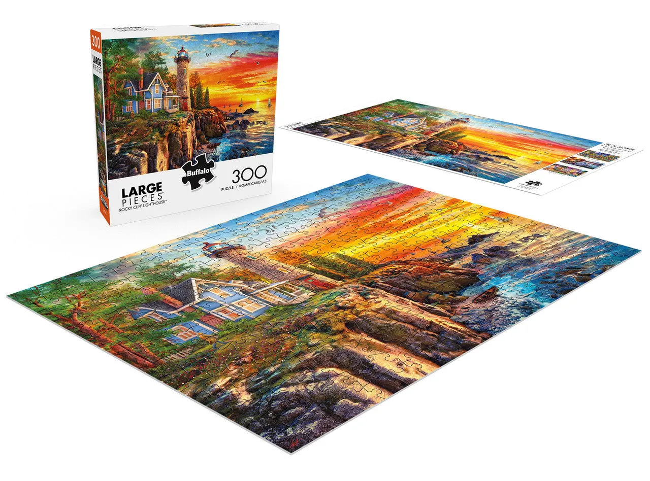 Buffalo Games Rocky Cliff Lighthouse puslespil 300 store brikker