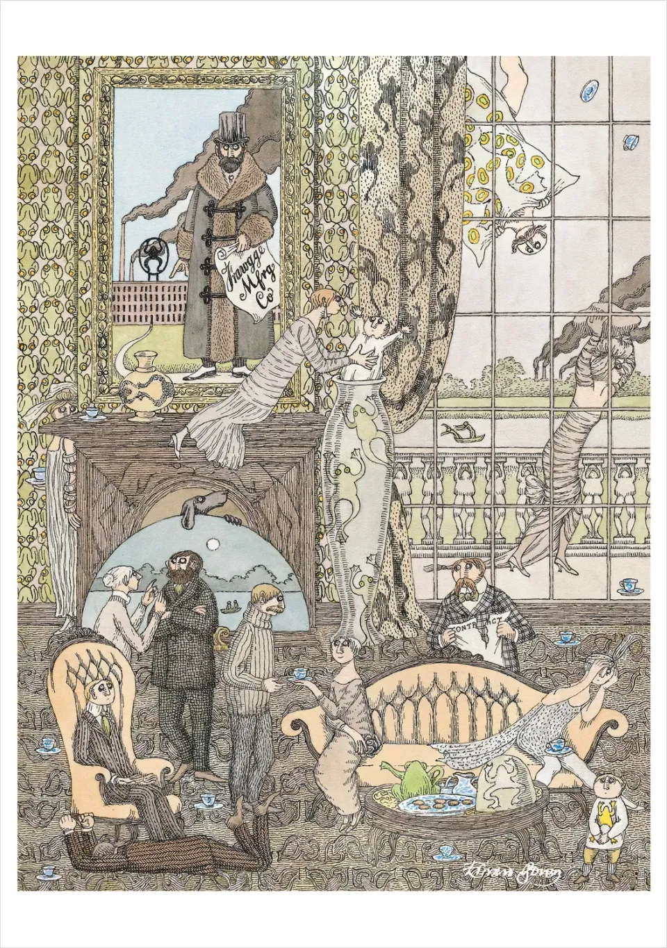 Pomegranate Edward Gorey Frawgge fødselsdagskort humor