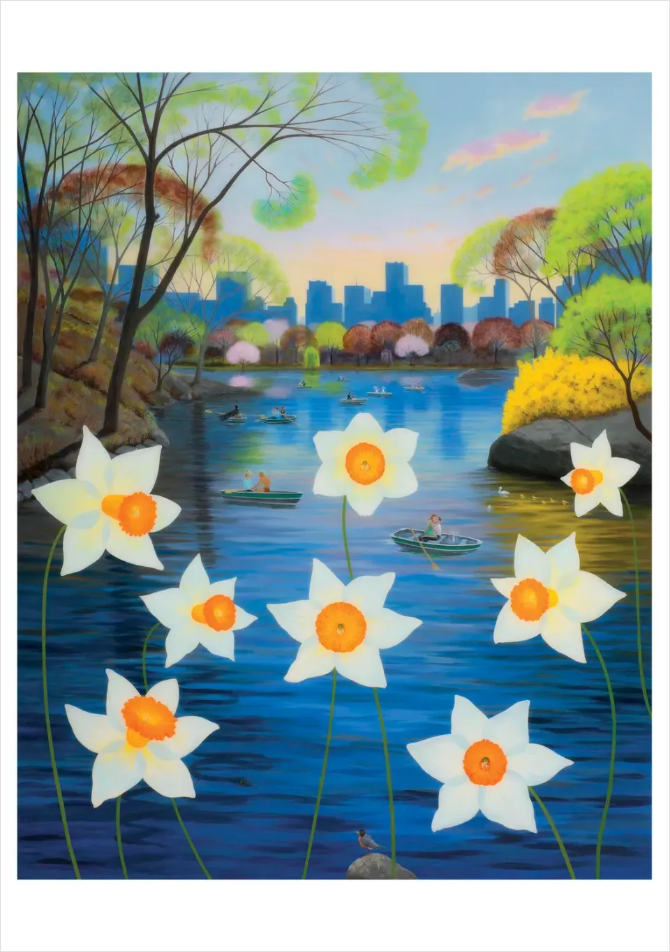 Pomegranate Dreamers over Daffodils kort enkelt blomster