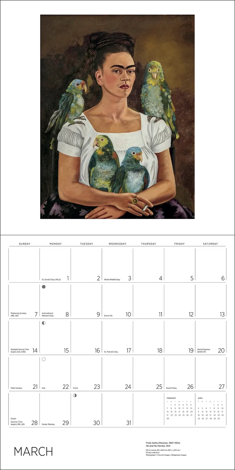 Pomegranate Frida Kahlo 2027 vægkalender kunst 12 måneder