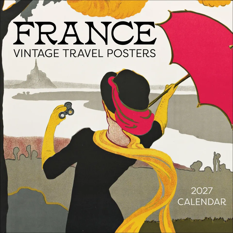 Pomegranate France Vintage Travel Posters vægkalender 2027