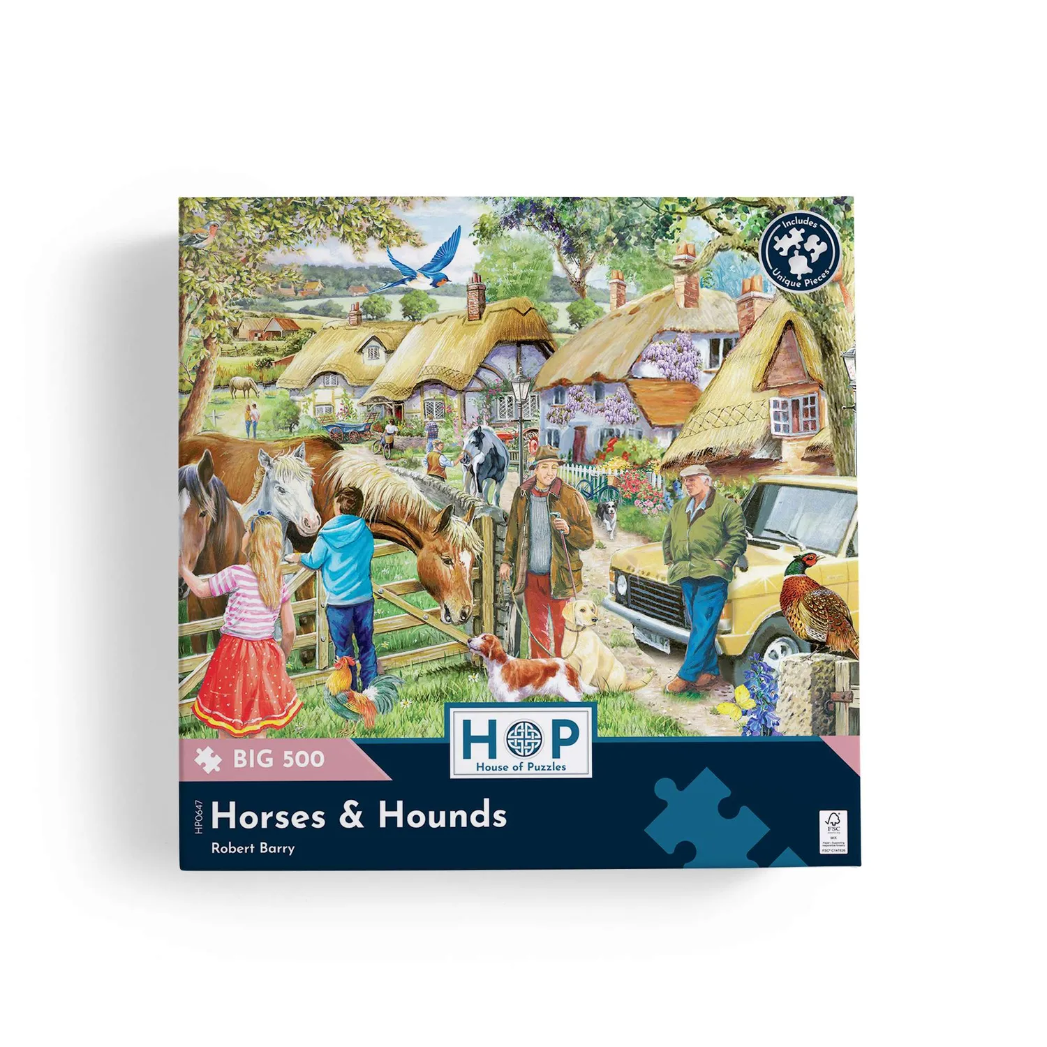 House of Puzzle BIG 500 Horses & Hounds puslespil 500 brikker store