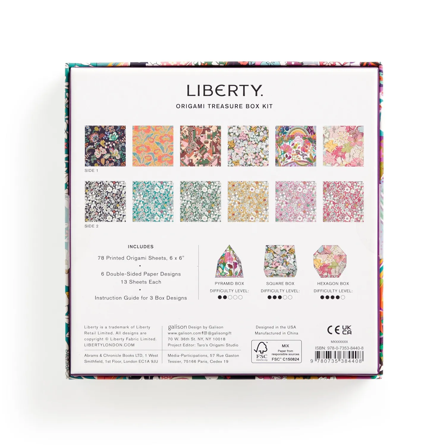 Galison Liberty Origami Treasure Box Kit origamisæt 78 ark